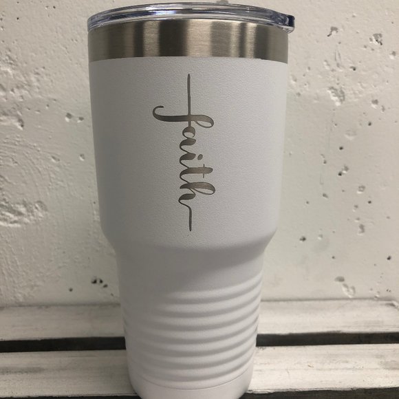 30 oz White Tumbler - FAITH - Picture 1 of 2